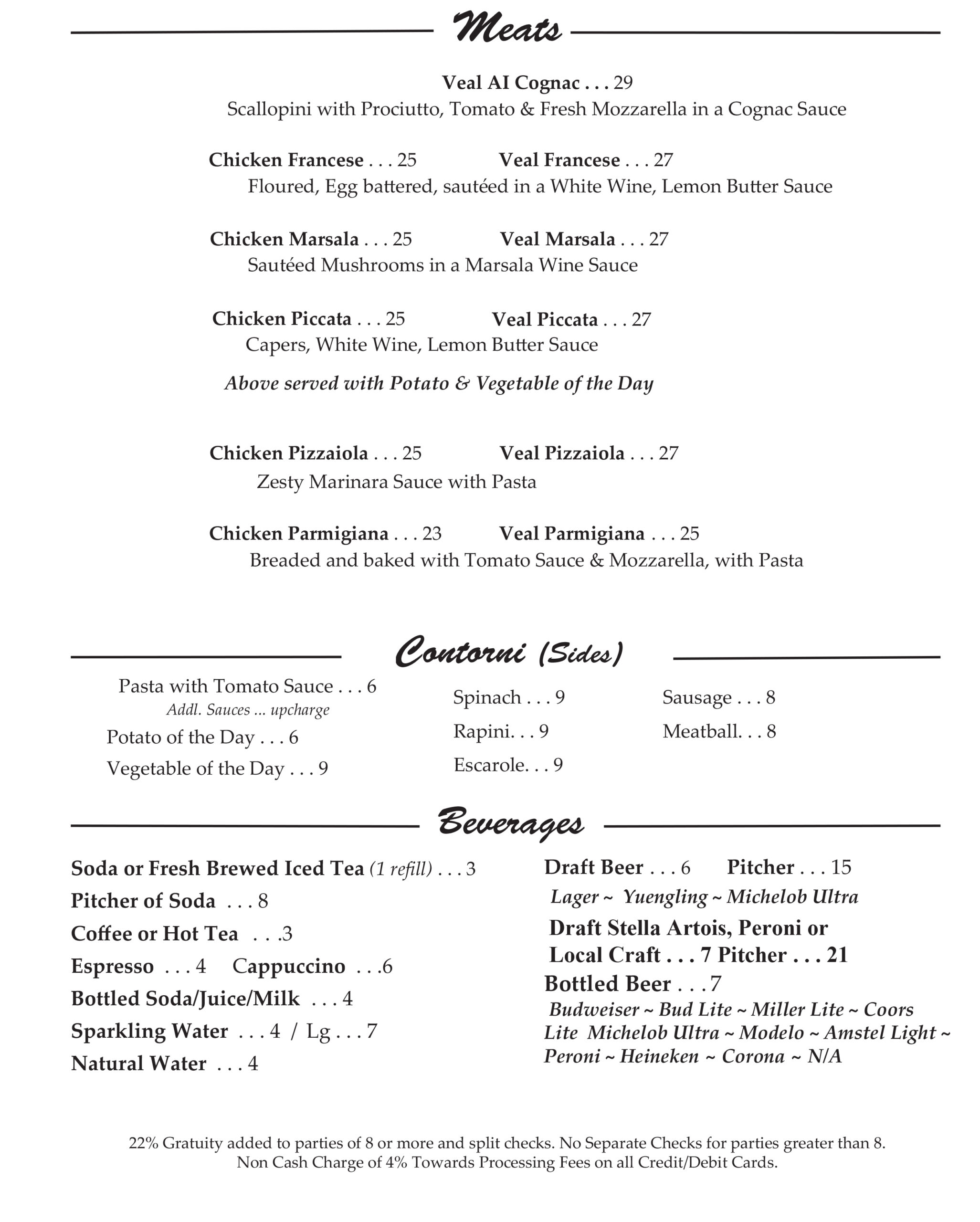 Vincent's Pizzeria Menu